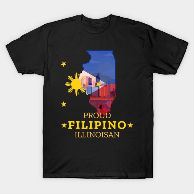 Proud Filipino Illinoisan - Illinois State Pride T-Shirt by Family Heritage Gifts